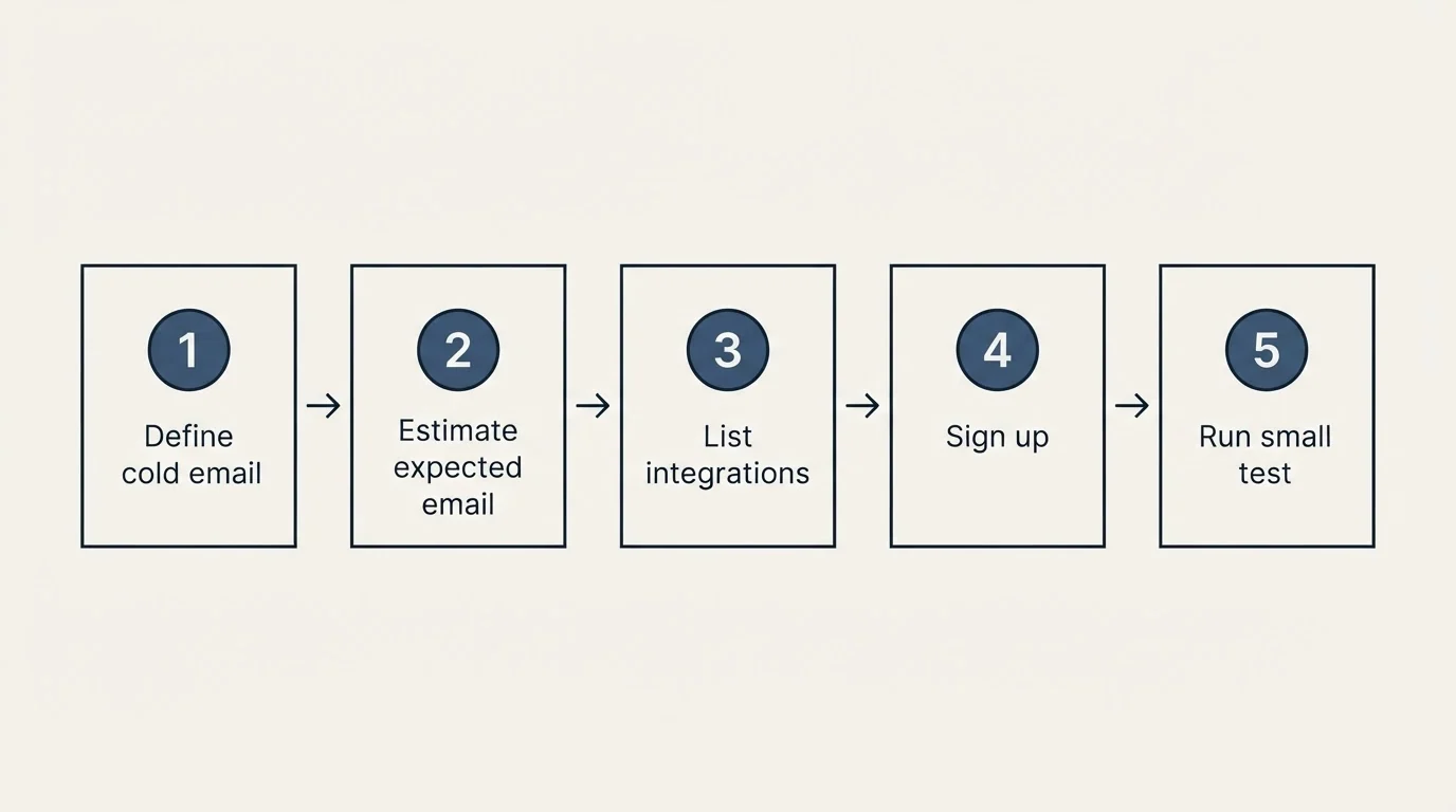 Step sequence: Getting Started Checklist (Define cold email, Estimate expected email, List integrations, Sign up)