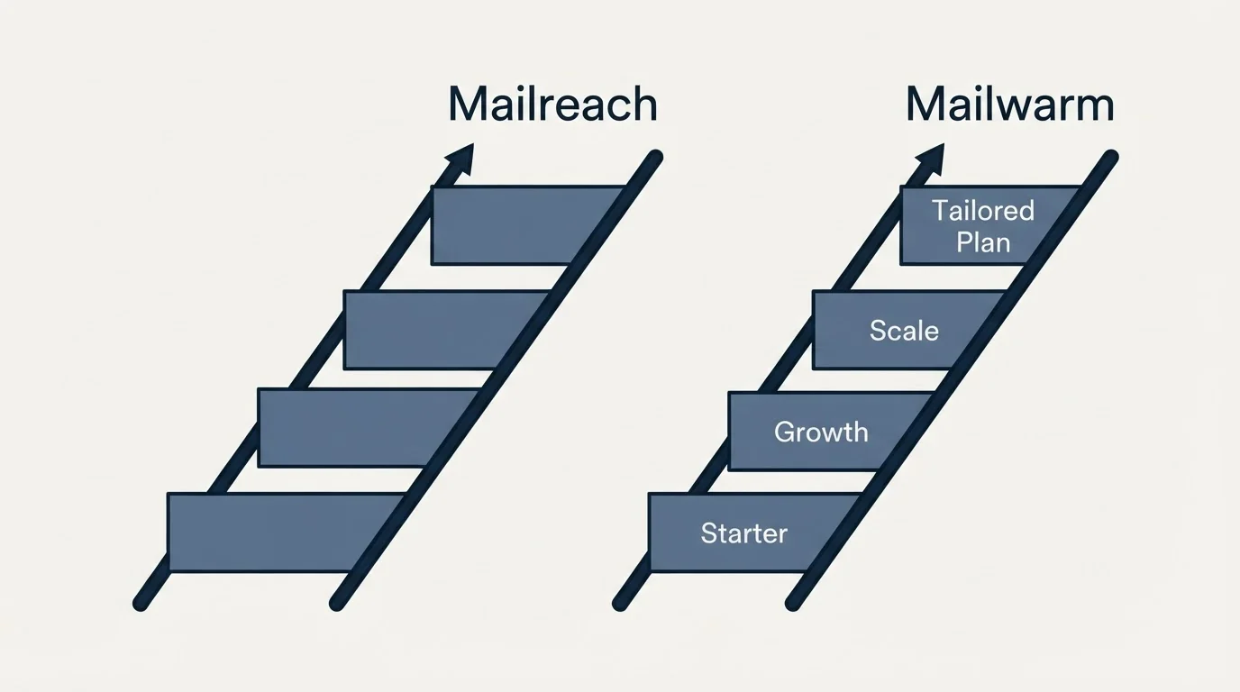 Pricing ladder: Pricing Comparison (Mailreach, Mailwarm, Starter, Growth)