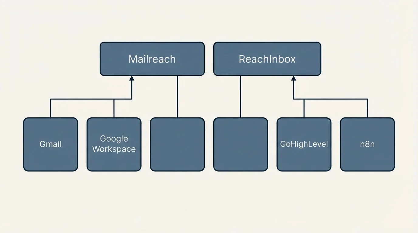 Integration grid: Integration Ecosystem (Mailreach, ReachInbox, Gmail, GoHighLevel)
