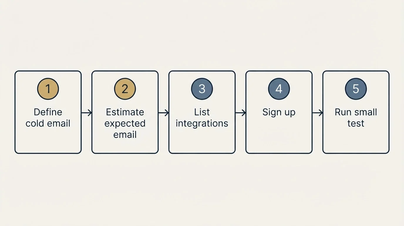 Step sequence: Getting Started Checklist (Define cold email, Estimate expected email, List integrations, Sign up)
