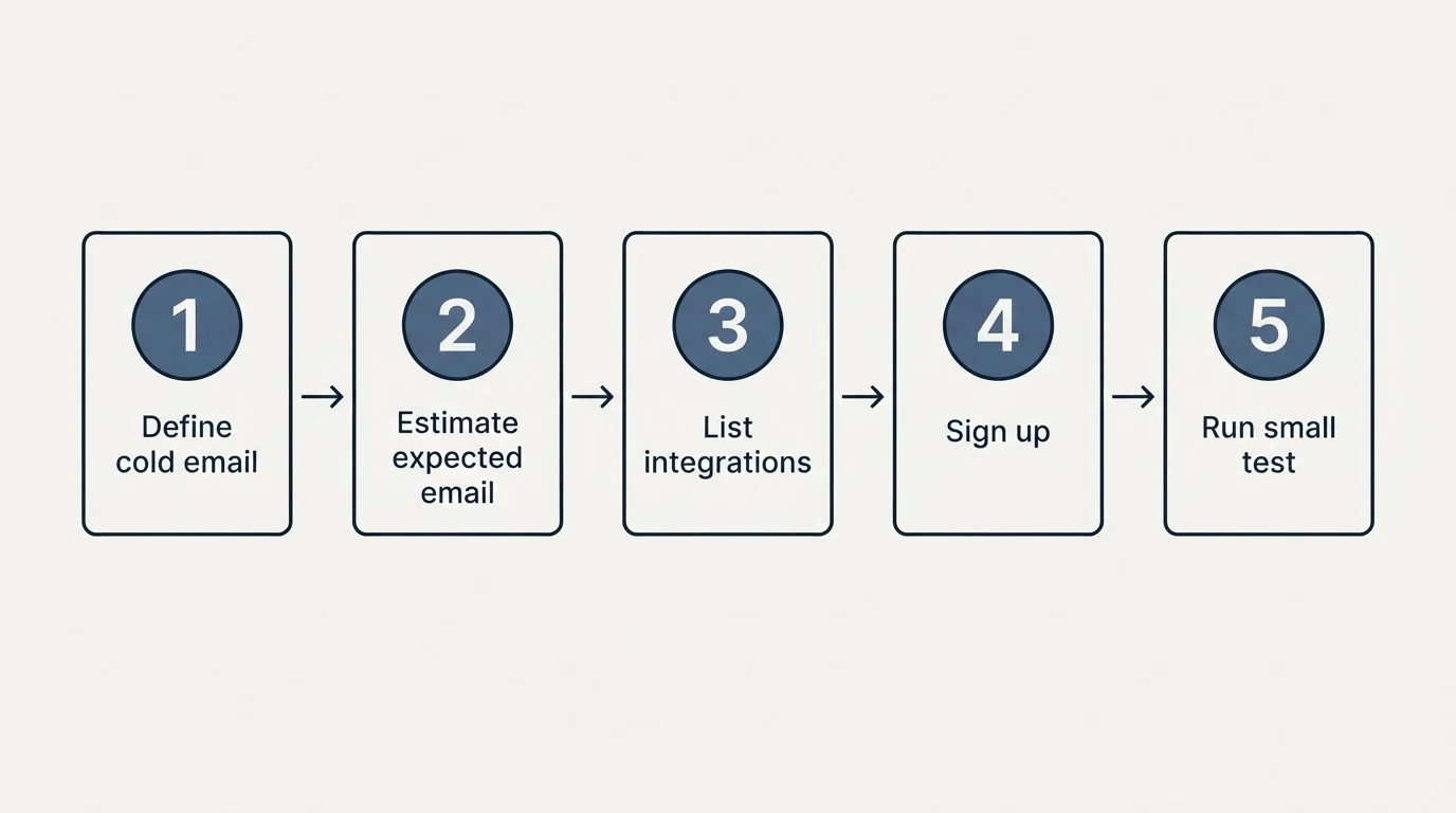 Step sequence: Getting Started Checklist (Define cold email, Estimate expected email, List integrations, Sign up)