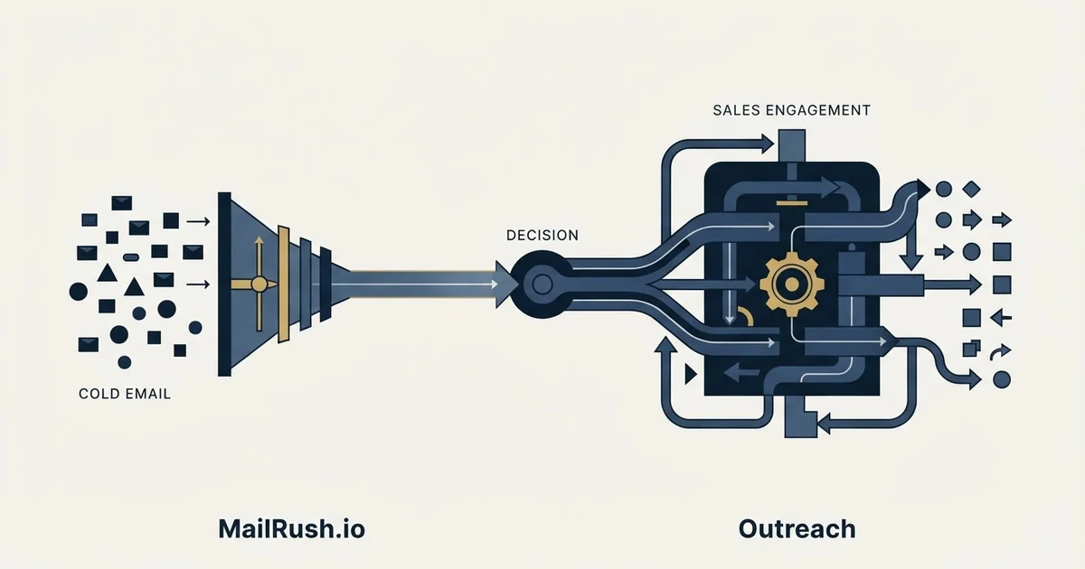 Editorial illustration for MailRush.io vs Outreach