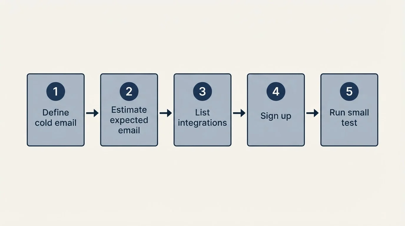 Step sequence: Getting Started Checklist (Define cold email, Estimate expected email, List integrations, Sign up)