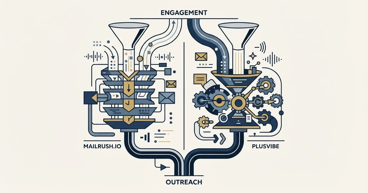 Editorial illustration for MailRush.io vs PlusVibe