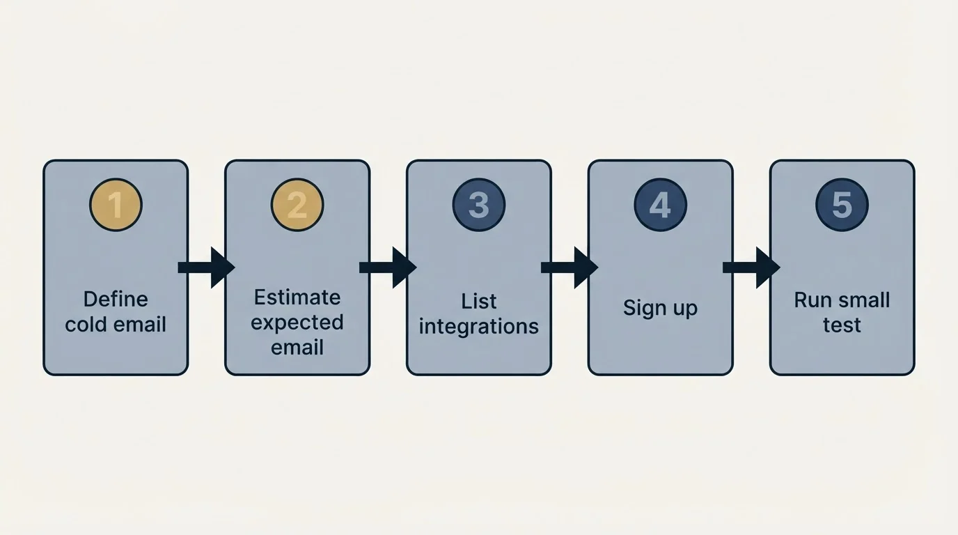 Step sequence: Getting Started Checklist (Define cold email, Estimate expected email, List integrations, Sign up)