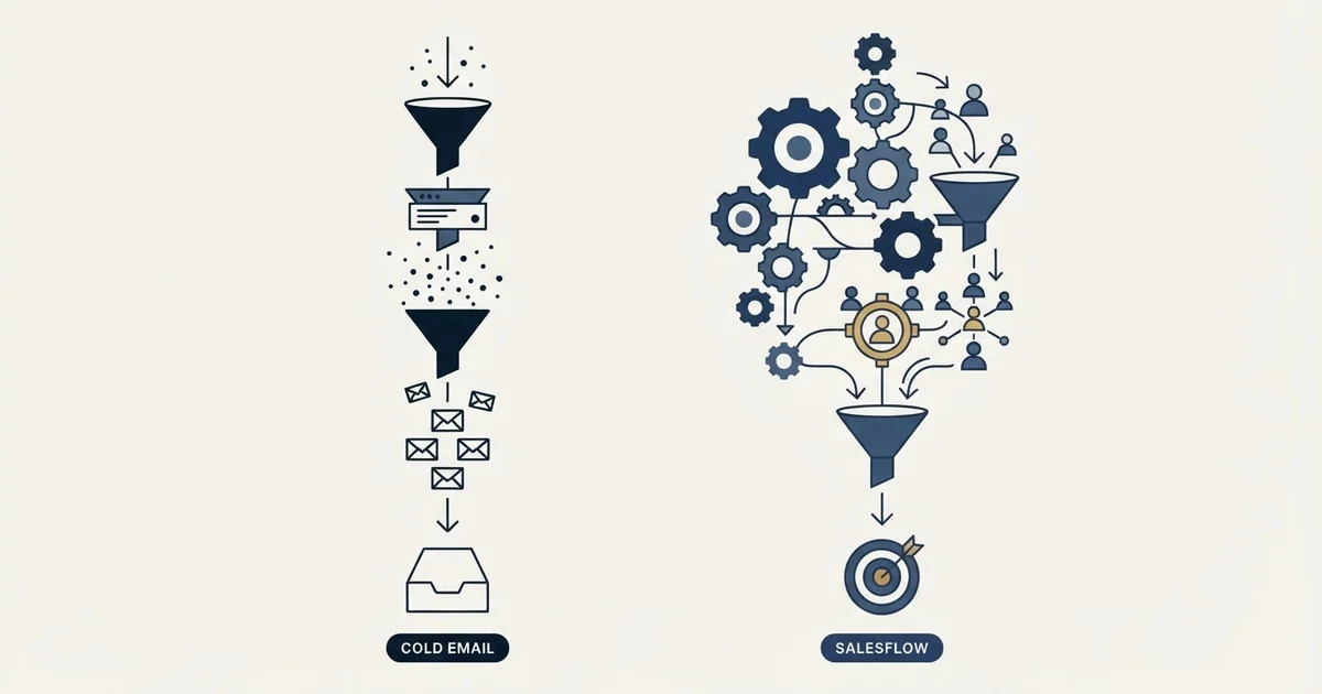 Editorial illustration for MailRush.io vs Salesflow