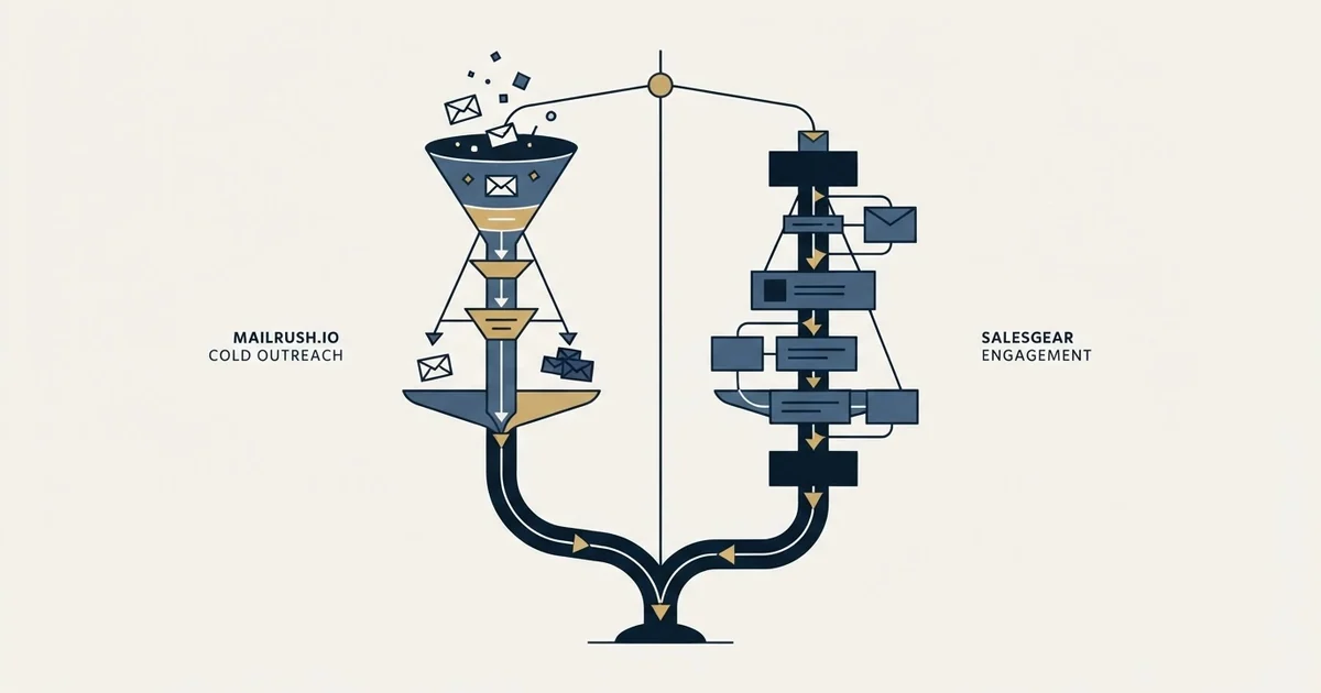 Editorial illustration for MailRush.io vs Salesgear