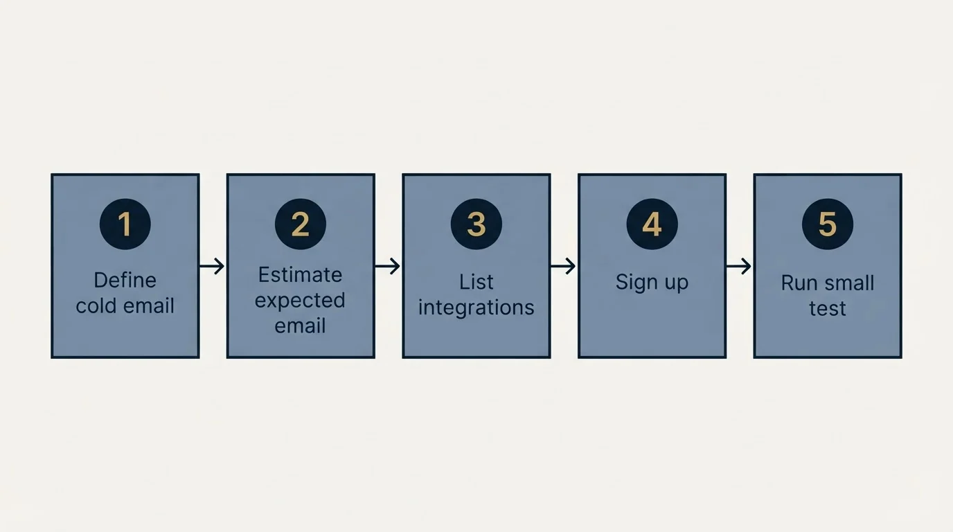 Step sequence: Getting Started Checklist (Define cold email, Estimate expected email, List integrations, Sign up)