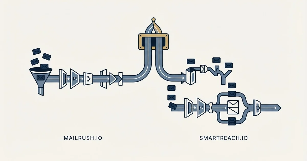 Editorial illustration for MailRush.io vs SmartReach.io