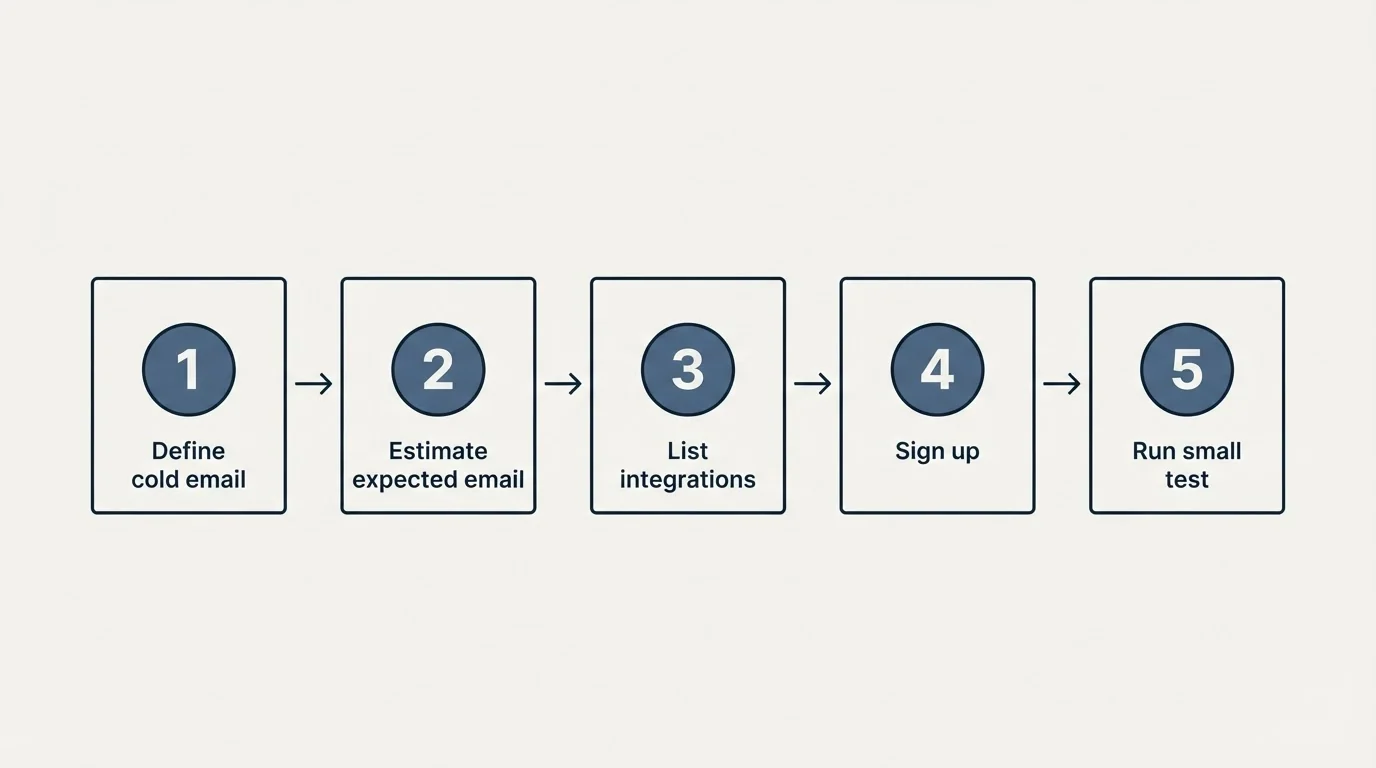Step sequence: Getting Started Checklist (Define cold email, Estimate expected email, List integrations, Sign up)
