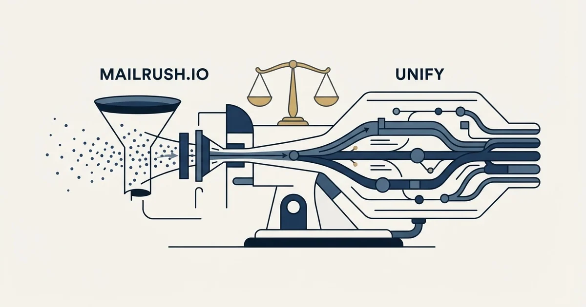 Editorial illustration for MailRush.io vs Unify