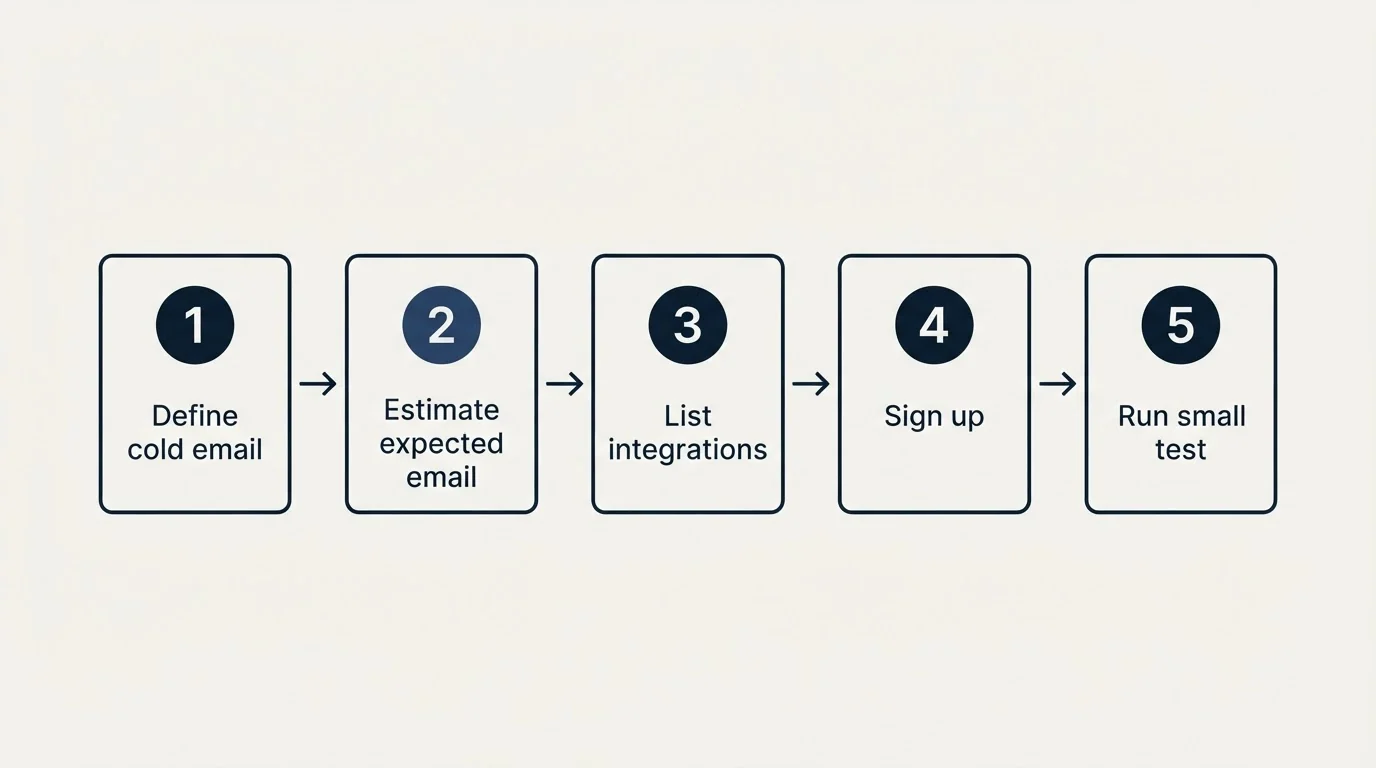 Step sequence: Getting Started Checklist (Define cold email, Estimate expected email, List integrations, Sign up)