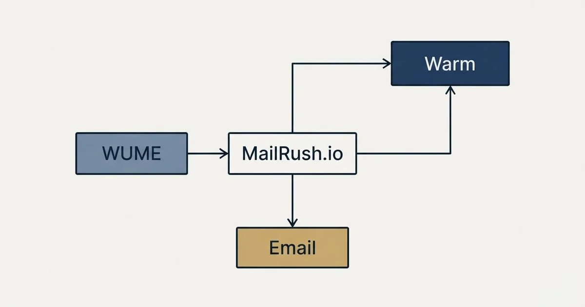Schematic: MailRush.io vs WUME (Warm Up My Email) (MailRush.io, WUME, Warm, Email)
