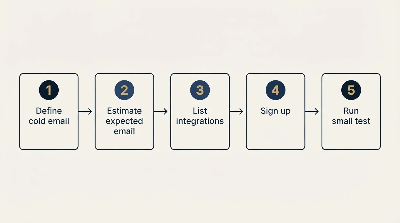 Step sequence: Getting Started Checklist (Define cold email, Estimate expected email, List integrations, Sign up)