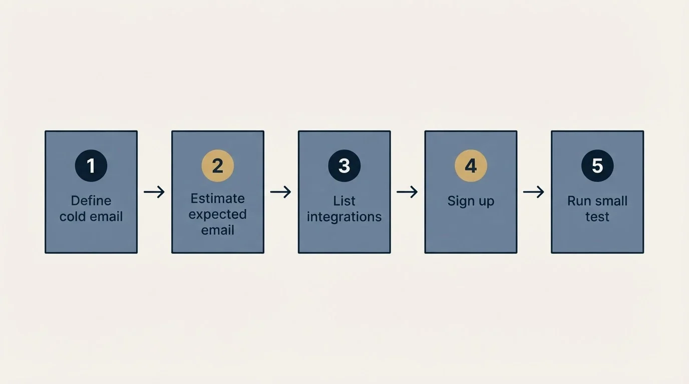Step sequence: Getting Started Checklist (Define cold email, Estimate expected email, List integrations, Sign up)