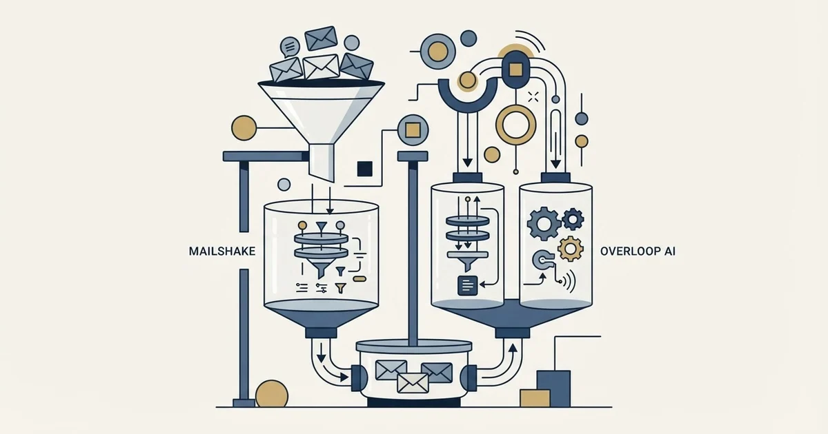 Editorial illustration for Mailshake vs Overloop AI