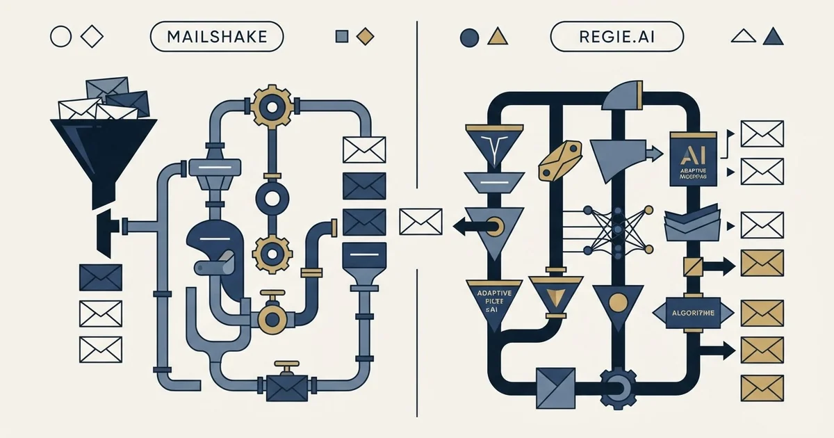 Editorial illustration for Mailshake vs Regie.ai