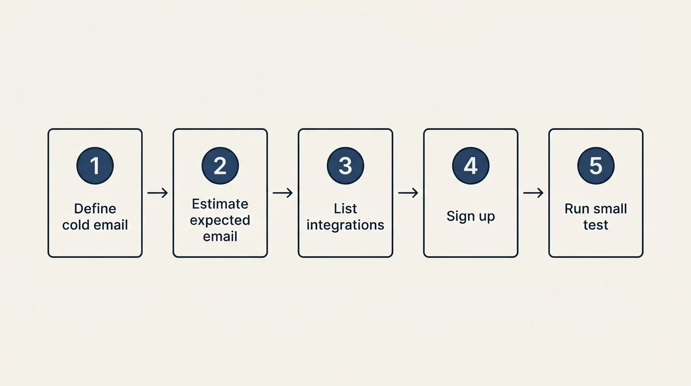 Step sequence: Getting Started Checklist (Define cold email, Estimate expected email, List integrations, Sign up)