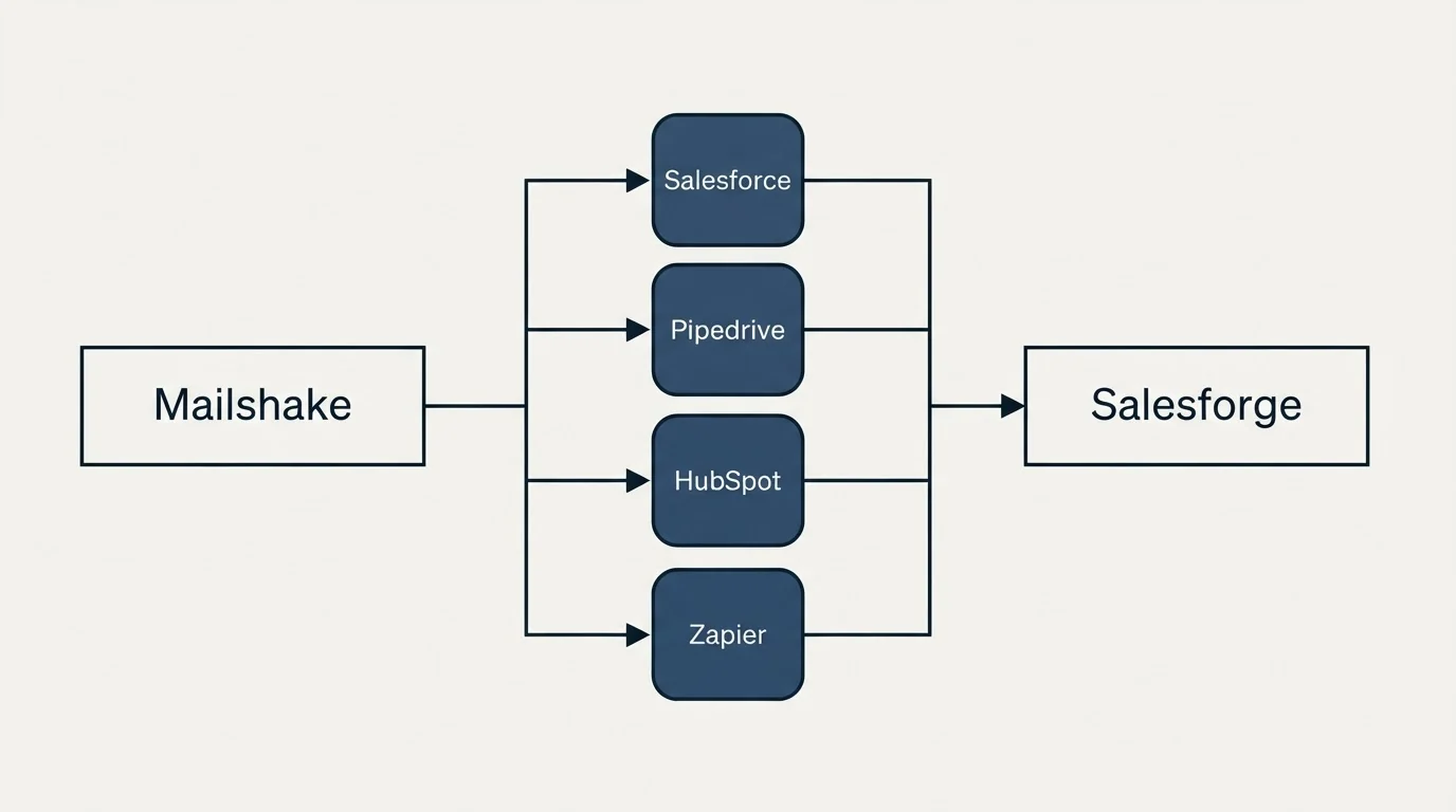 Integration flow: Integration Ecosystem (Mailshake, Salesforge, Salesforce, Pipedrive)