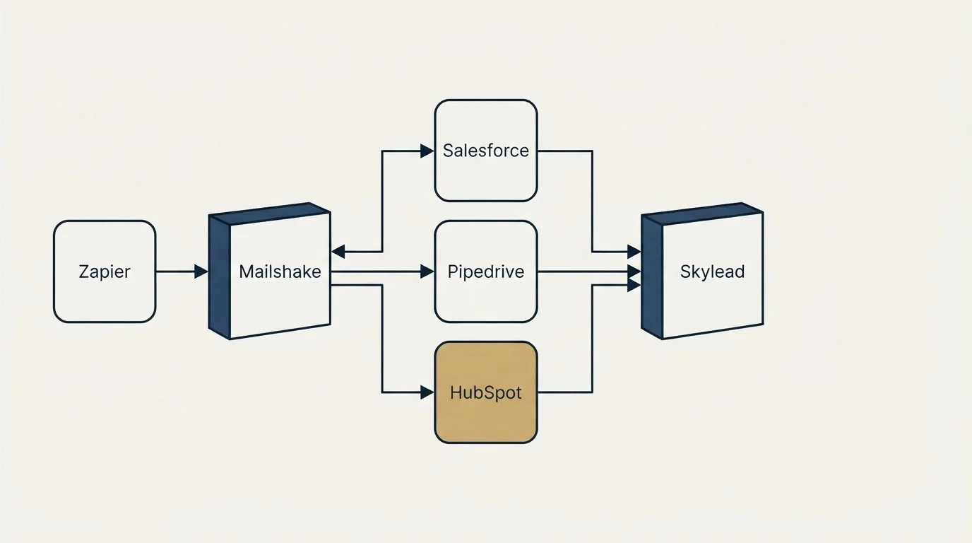 Integration flow: Integration Ecosystem (Mailshake, Skylead, Salesforce, Pipedrive)