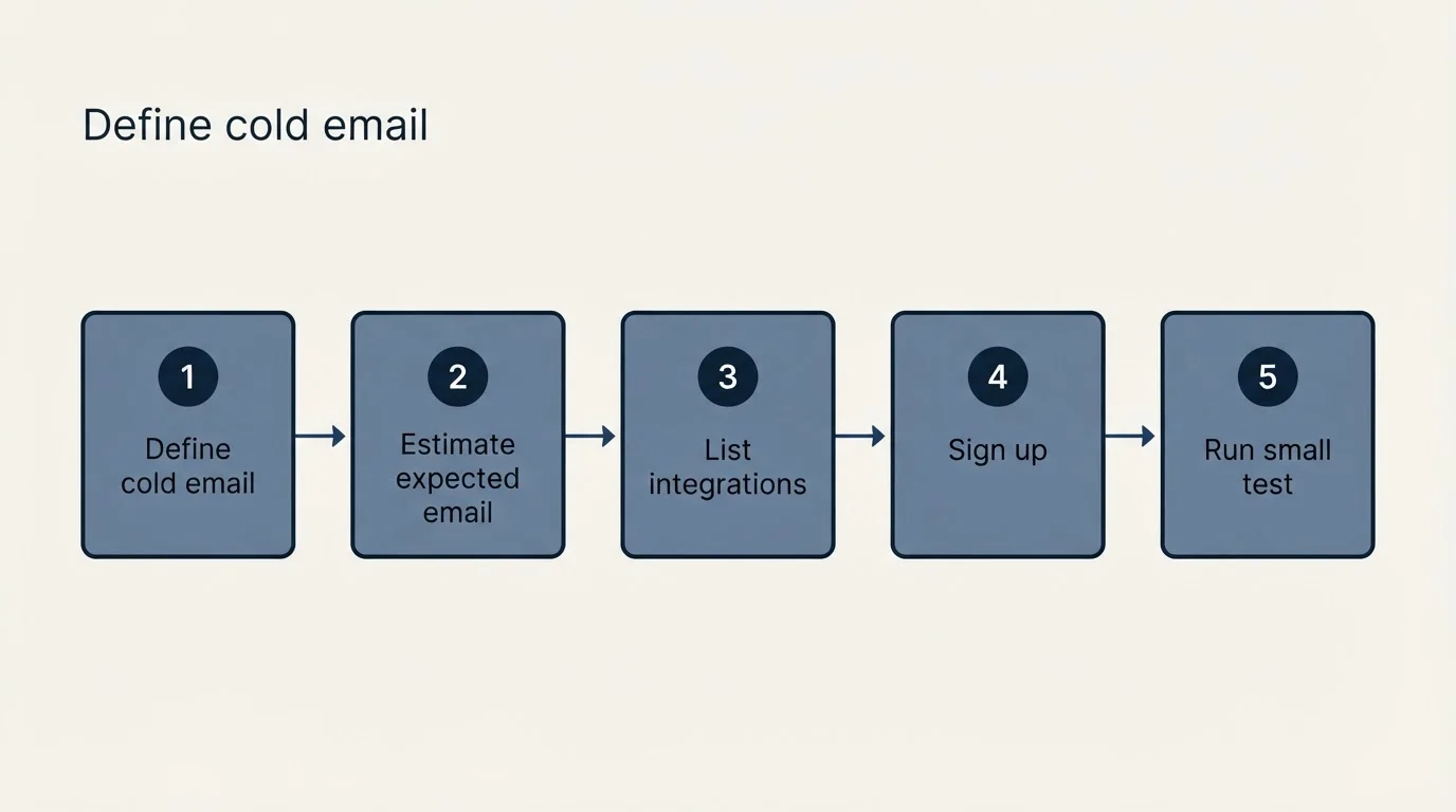 Step sequence: Getting Started Checklist (Define cold email, Estimate expected email, List integrations, Sign up)