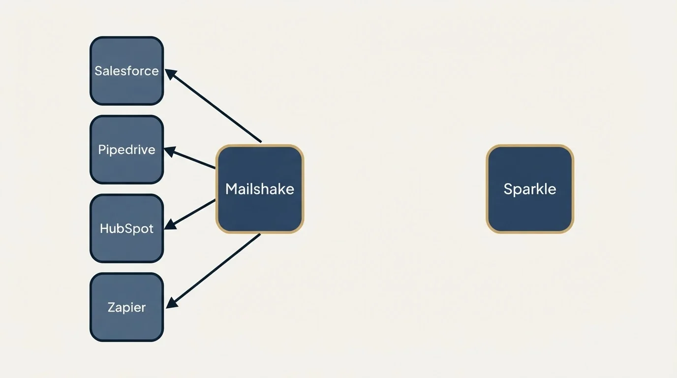 Integration grid: Integration Ecosystem (Mailshake, Sparkle, Salesforce, Pipedrive)