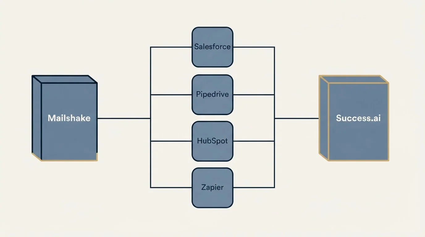 Integration flow: Integration Ecosystem (Mailshake, Success.ai, Salesforce, Pipedrive)