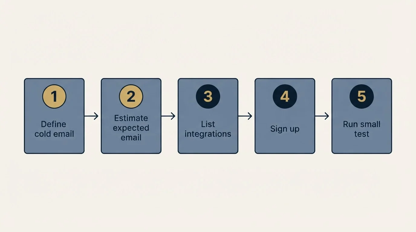 Step sequence: Getting Started Checklist (Define cold email, Estimate expected email, List integrations, Sign up)