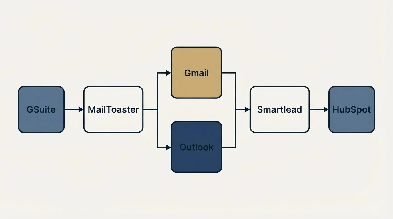 Integration flow: Integration Ecosystem (MailToaster, Smartlead, Gmail, Outlook)