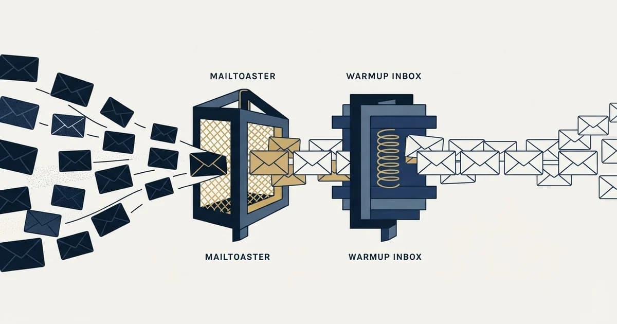 Editorial illustration for MailToaster vs Warmup Inbox
