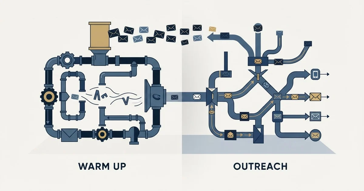 Editorial illustration for Mailwarm vs ReachInbox