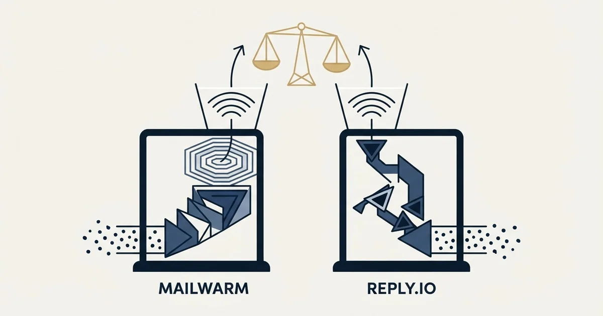 Editorial illustration for Mailwarm vs Reply.io