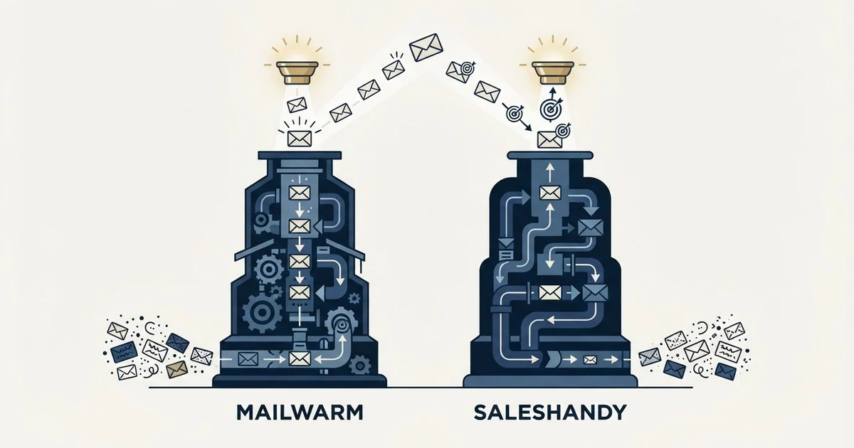 Editorial illustration for Mailwarm vs Saleshandy