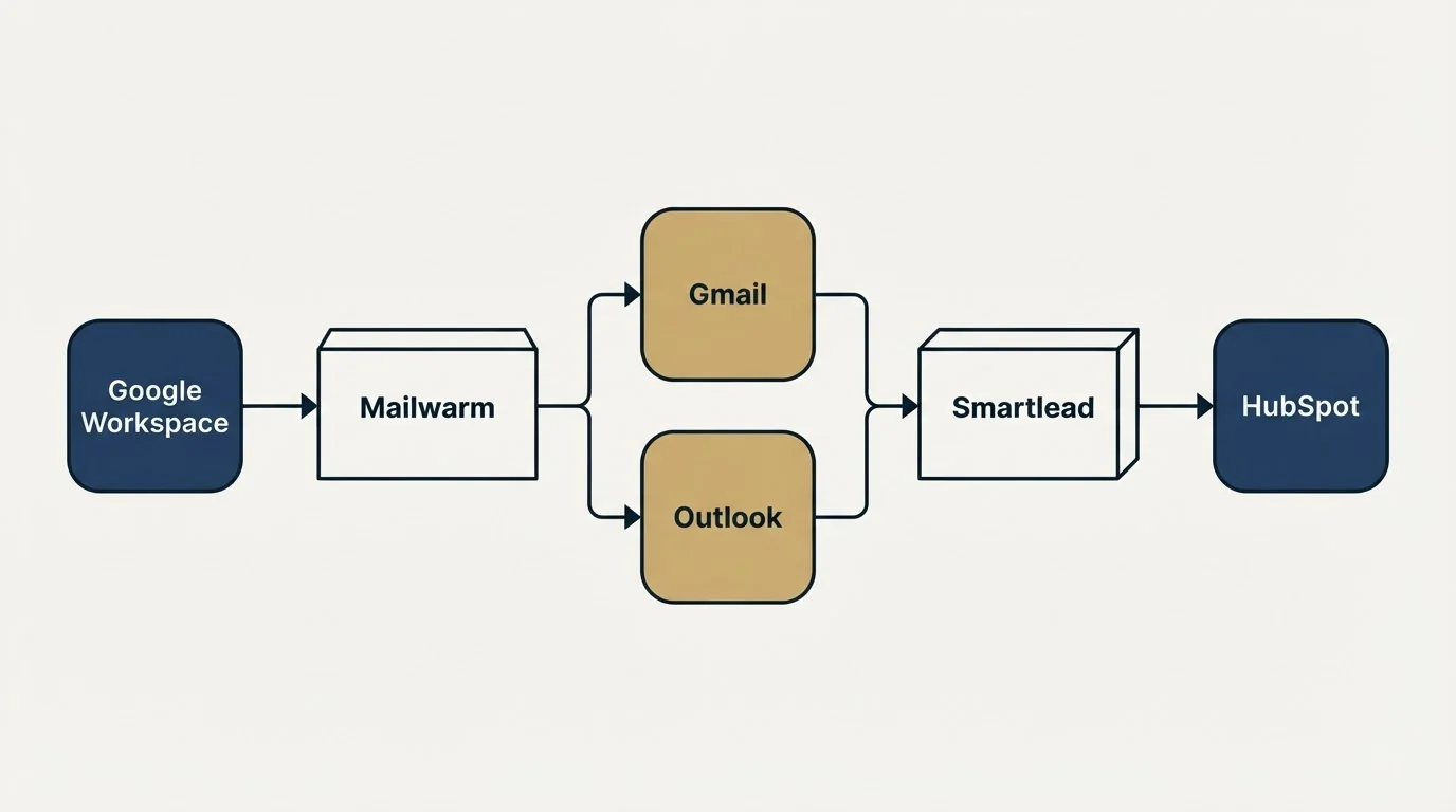 Integration flow: Integration Ecosystem (Mailwarm, Smartlead, Gmail, Outlook)