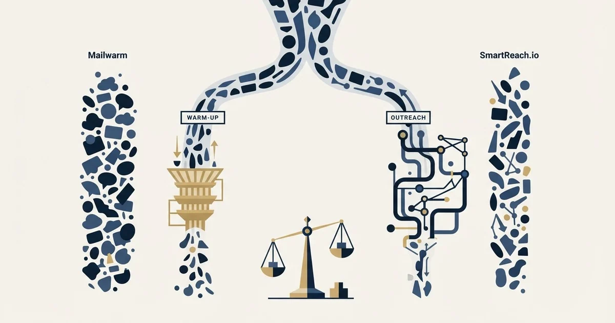 Editorial illustration for Mailwarm vs SmartReach.io