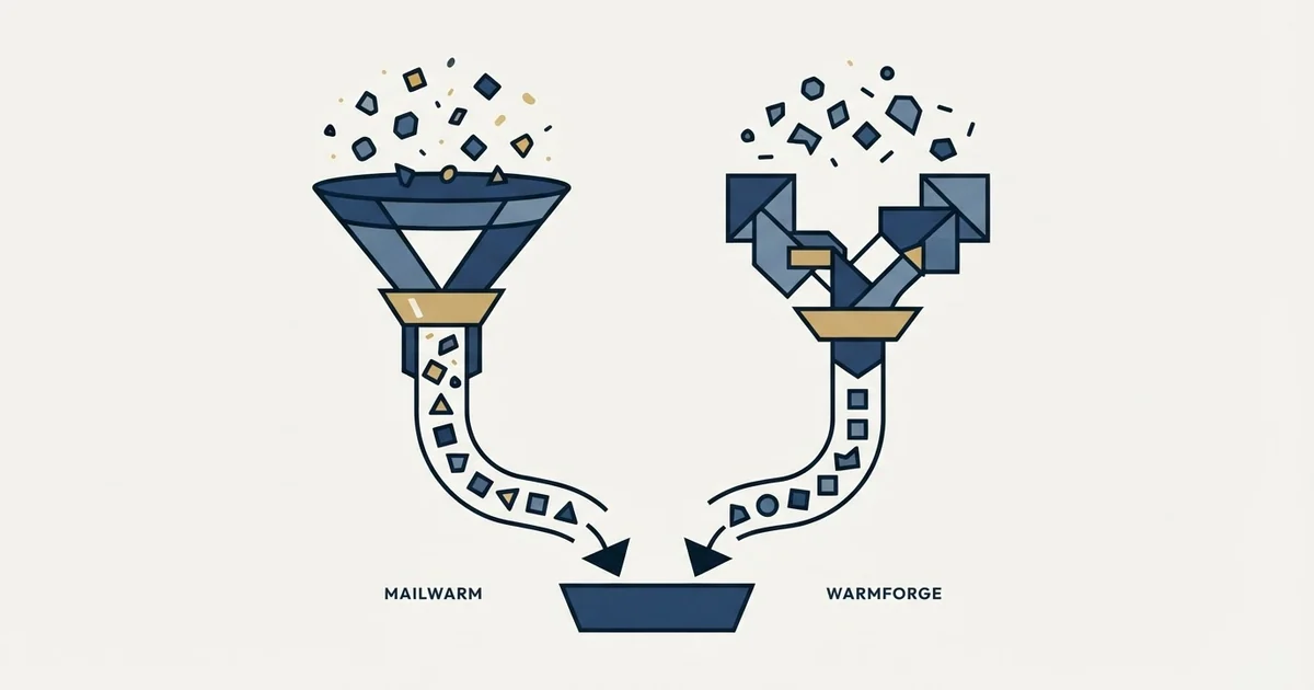 Editorial illustration for Mailwarm vs Warmforge