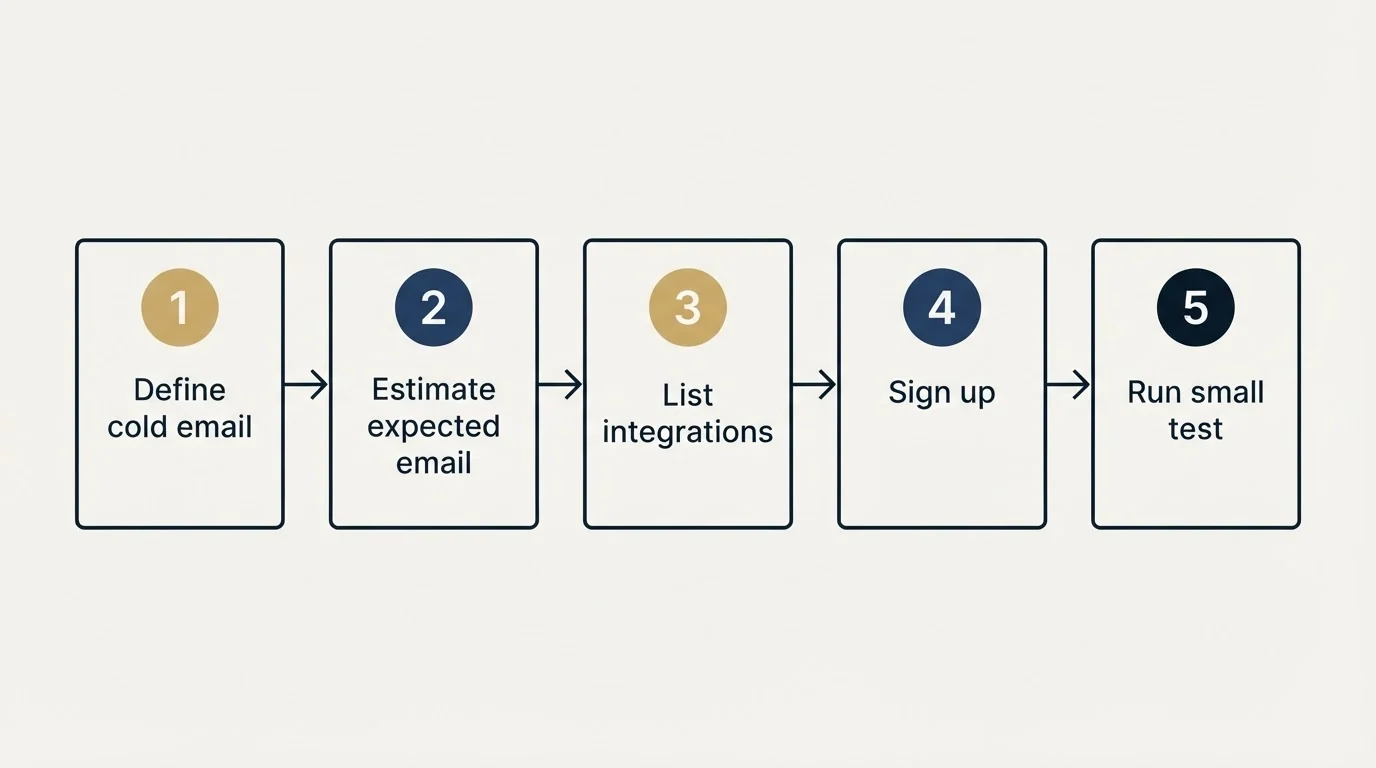 Step sequence: Getting Started Checklist (Define cold email, Estimate expected email, List integrations, Sign up)