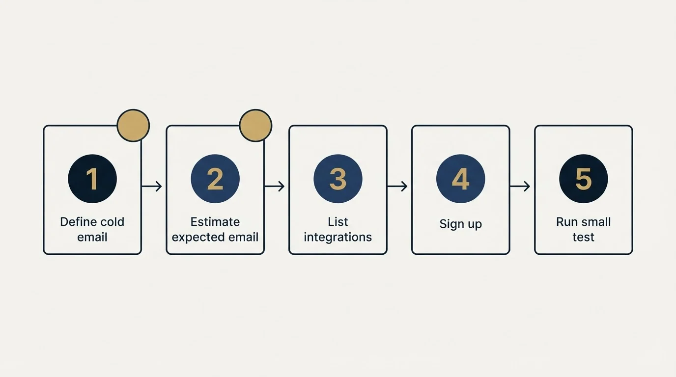 Step sequence: Getting Started Checklist (Define cold email, Estimate expected email, List integrations, Sign up)