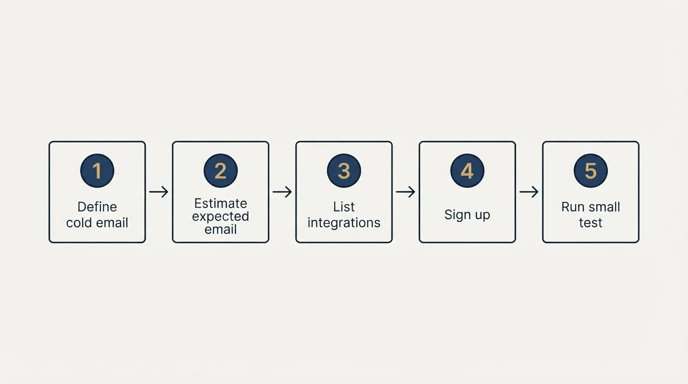 Step sequence: Getting Started Checklist (Define cold email, Estimate expected email, List integrations, Sign up)