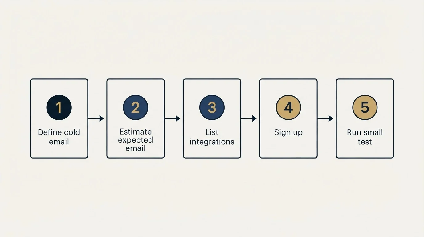 Step sequence: Getting Started Checklist (Define cold email, Estimate expected email, List integrations, Sign up)