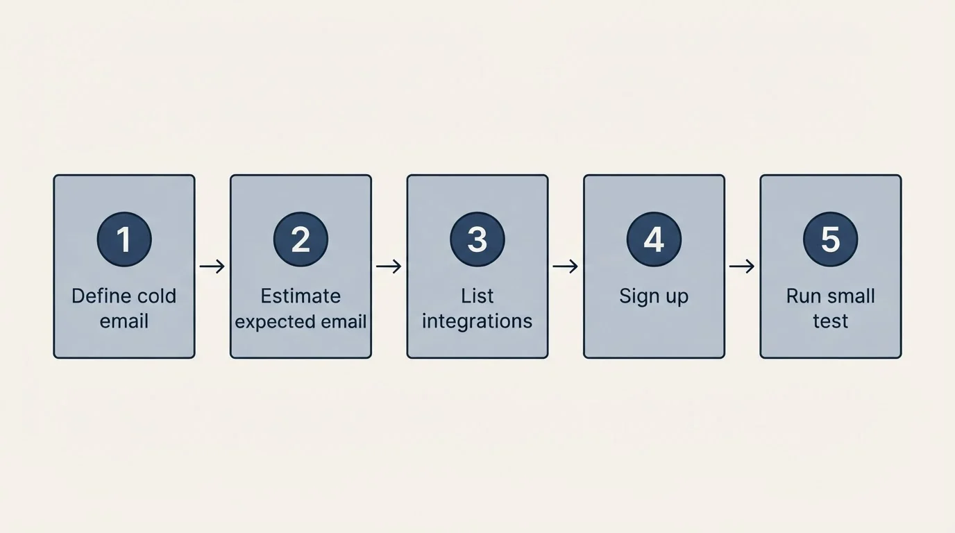 Step sequence: Getting Started Checklist (Define cold email, Estimate expected email, List integrations, Sign up)
