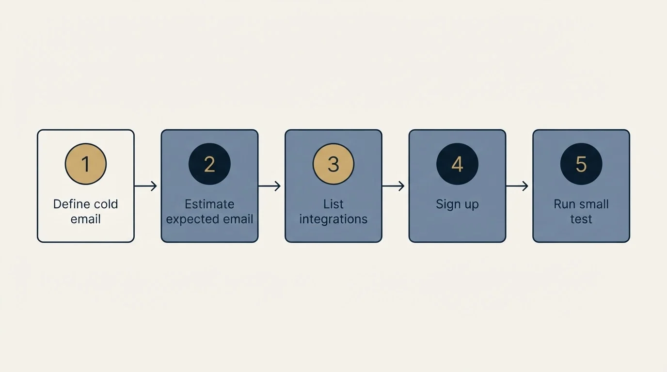 Step sequence: Getting Started Checklist (Define cold email, Estimate expected email, List integrations, Sign up)