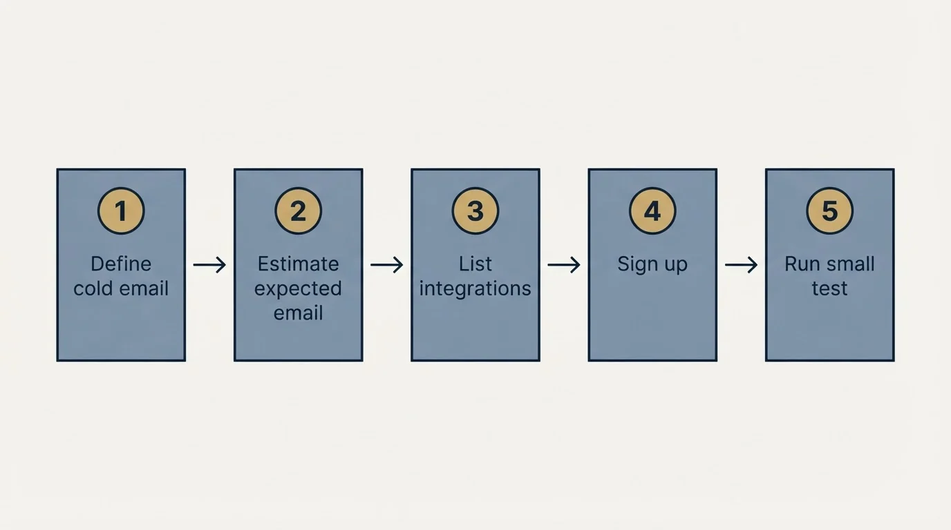 Step sequence: Getting Started Checklist (Define cold email, Estimate expected email, List integrations, Sign up)