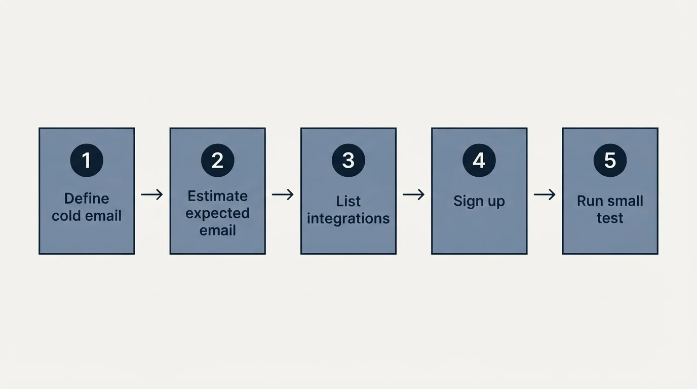 Step sequence: Getting Started Checklist (Define cold email, Estimate expected email, List integrations, Sign up)