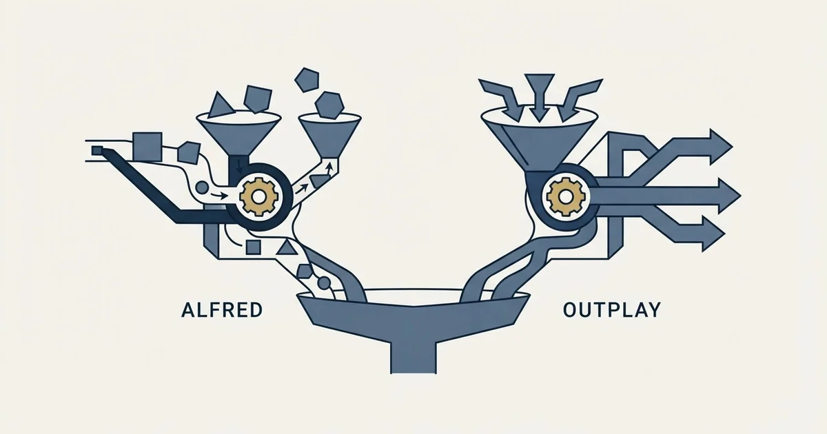 Editorial illustration for Meet Alfred vs Outplay