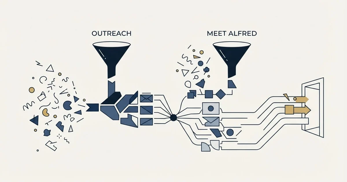 Editorial illustration for Meet Alfred vs Outreach