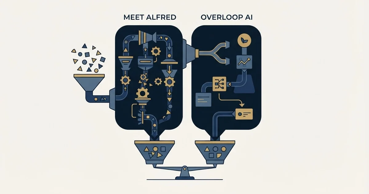 Editorial illustration for Meet Alfred vs Overloop AI