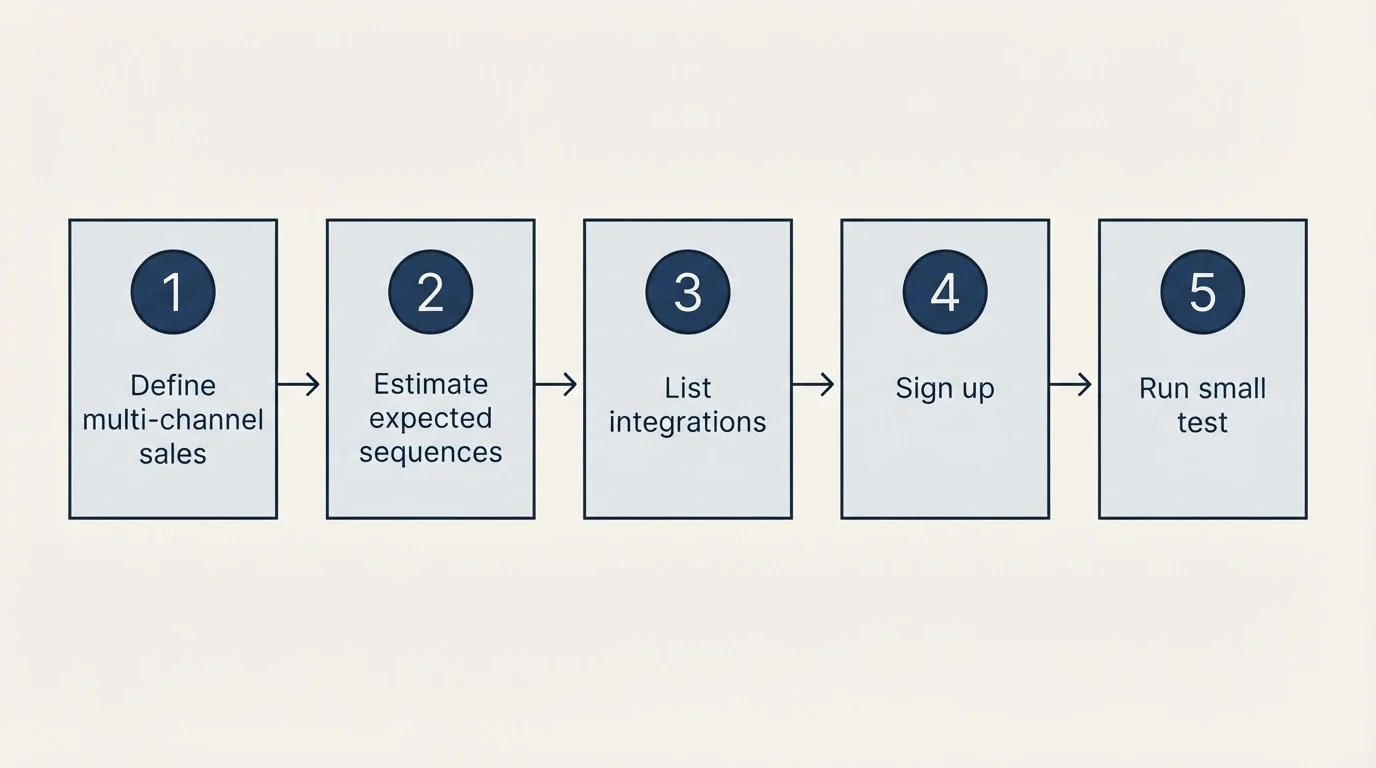 Step sequence: Getting Started Checklist (Define multi-channel sales, Estimate expected sequences, List integrations, Sign up)