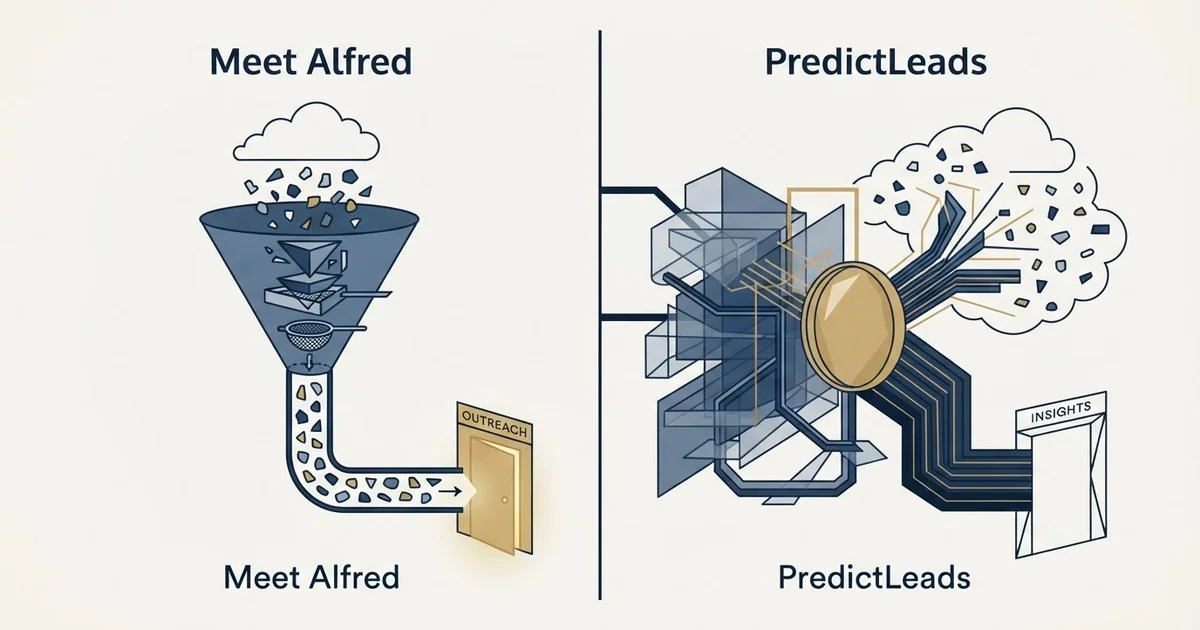 Editorial illustration for Meet Alfred vs PredictLeads