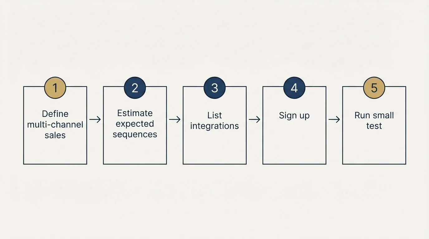 Step sequence: Getting Started Checklist (Define multi-channel sales, Estimate expected sequences, List integrations, Sign up)